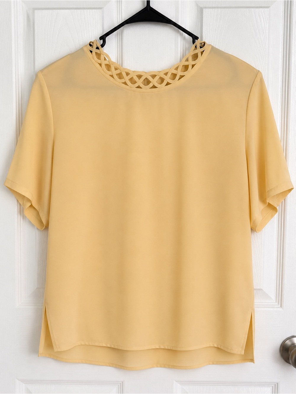 100% silk Lattice Neck Blouse